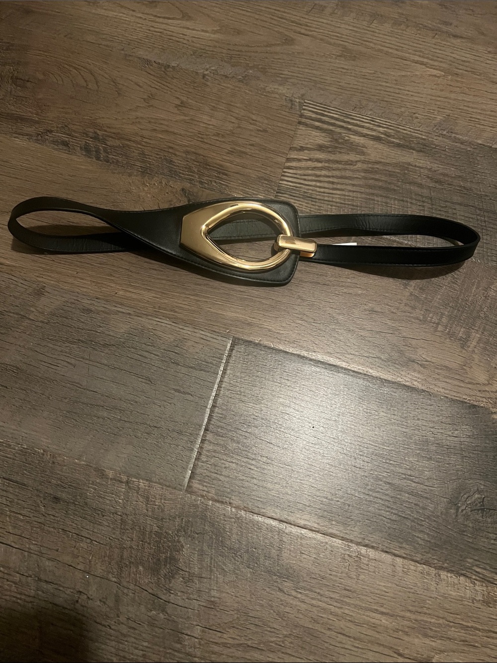 Black Women's Fashion Belt with Gold Buckle